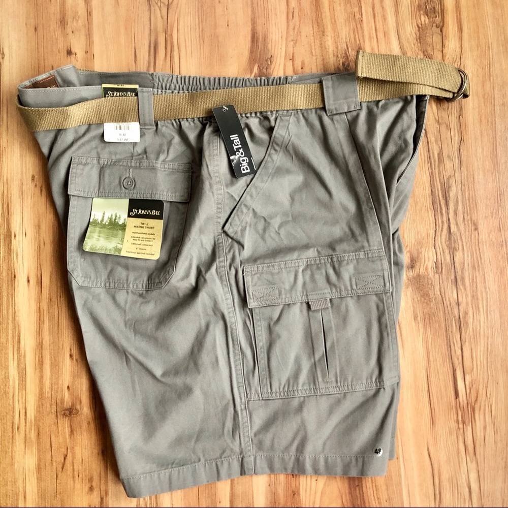 NEW ST. JOHN’S BAY Cargo Shorts Big Tall w/ Belt Gray Waist 48